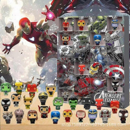 (Christmas Marvel 3D A) 2025 New Christmas Countdown Blind Box Decorations Marvel Avengers Creative Decorations