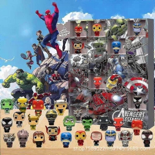 (Christmas Marvel 3D A) 2025 New Christmas Countdown Blind Box Decorations Marvel Avengers Creative Decorations 1