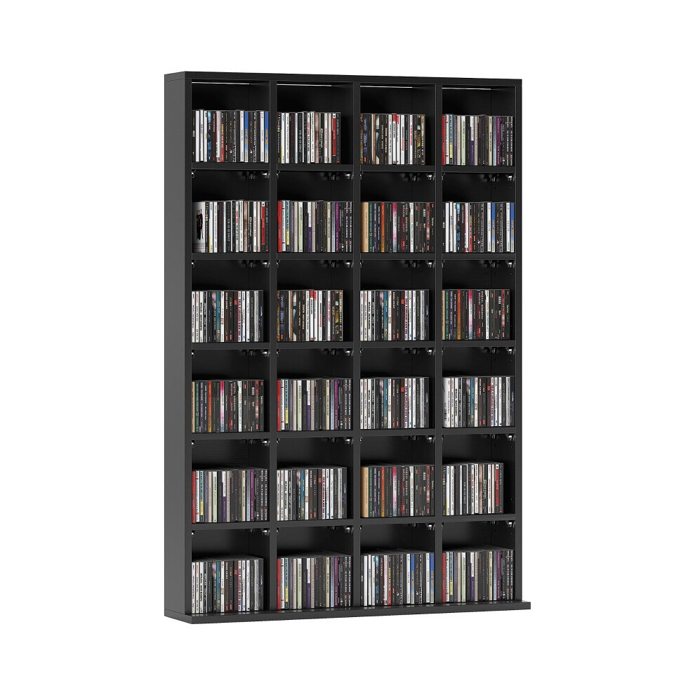 Adjustable Shelf CD Storage Unit in Black 89 x 130.5 cm Spacious MDF Design for Media CDs or Home Storage Solutions-image-OPC-PMFS825-NEW