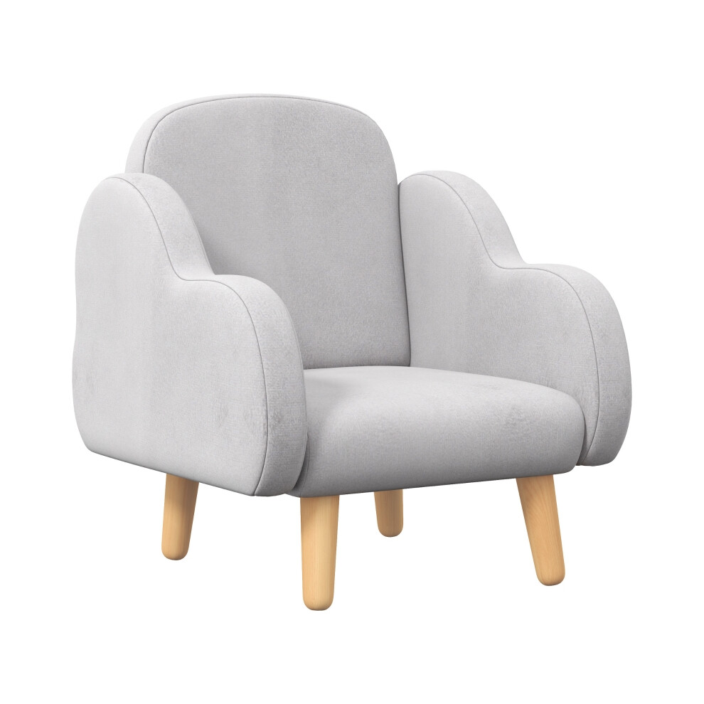 Kids' Toddler Sofa with Arm Rest Cloud Shape Velvet Material Wooden Frame PP Legs for Ages 1.5-3 Years Grey-image-OPC-PMFS8CC-NEW