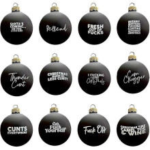 (As show, black) 2025 2024 Sweary Christmas Baubles, Set of 12, Fun & Offensive Tree Ornamentsi