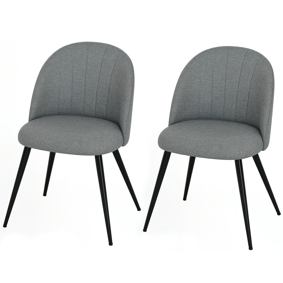 Upholstered Dining Chairs Set of 2 Modern Kitchen Chairs with Metal Legs and Shell Backrest Padded for Comfort Grey Finish-image-OPC-PMFSCJY-NEW