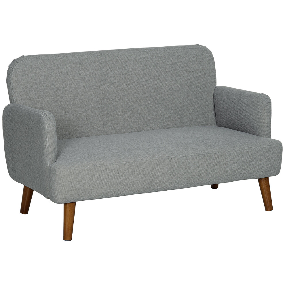 Modern Grey Velvet Feel 2 Seater Sofa with 21cm Thick Padding & Wooden Legs Compact Loveseat for Stylish Spaces-image-OPC-PMFSD5B-NEW