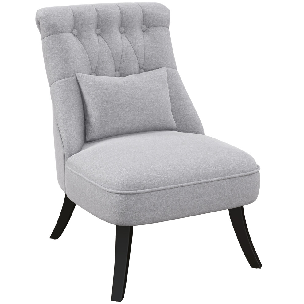 Fabric Single Sofa Chair with Pillows - Upholstered Dining Tub Chair Solid Wood Legs in Grey Comfortable Living Room Furniture-image-OPC-PMFSDWX-NEW