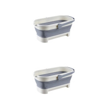 Foldable Mops Bucket 2-Piece Set Multifunctional Collapsible Basin For Mop Cleaning Small Grey Wide Applications