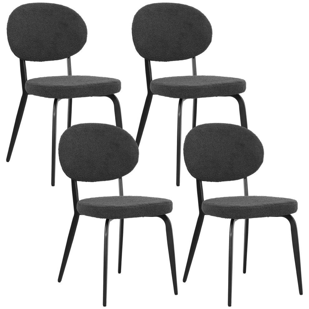 Four Black Boucle Dining Chairs - Elegant Upholstered Seating Set with Sturdy Frame for Modern Dining Spaces-image-OPC-PMFSGCK-NEW