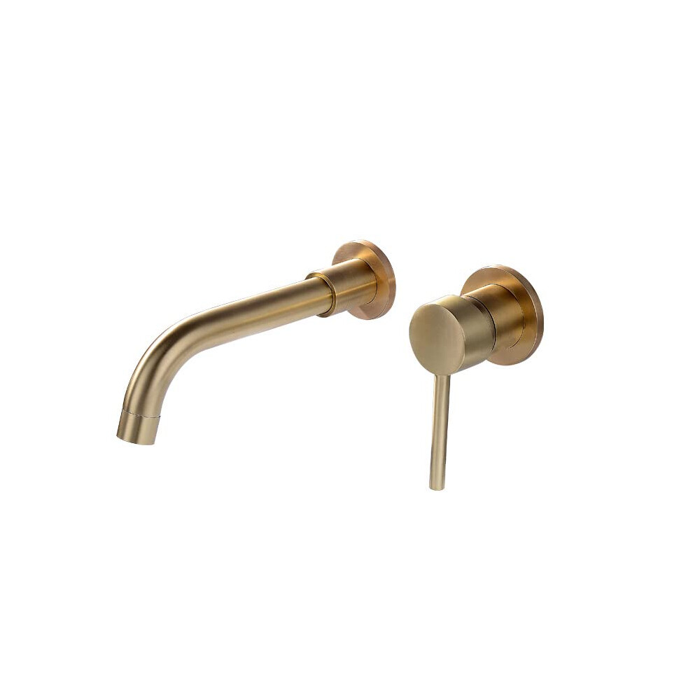 Wall Mounted Basin Faucet Brushed Gold, 360-Degree Rotating Spout, Hot/Cold, Concealed Basin Faucet, Commemoration Day 9393856624317