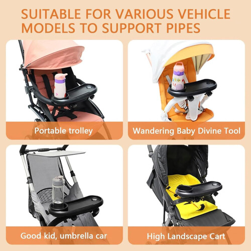 Stroller Tray Attachment, Cup Holder, Adjustable Snack Tray, Upgraded Stability, Compatible Jogger Umbrella Strollers 2