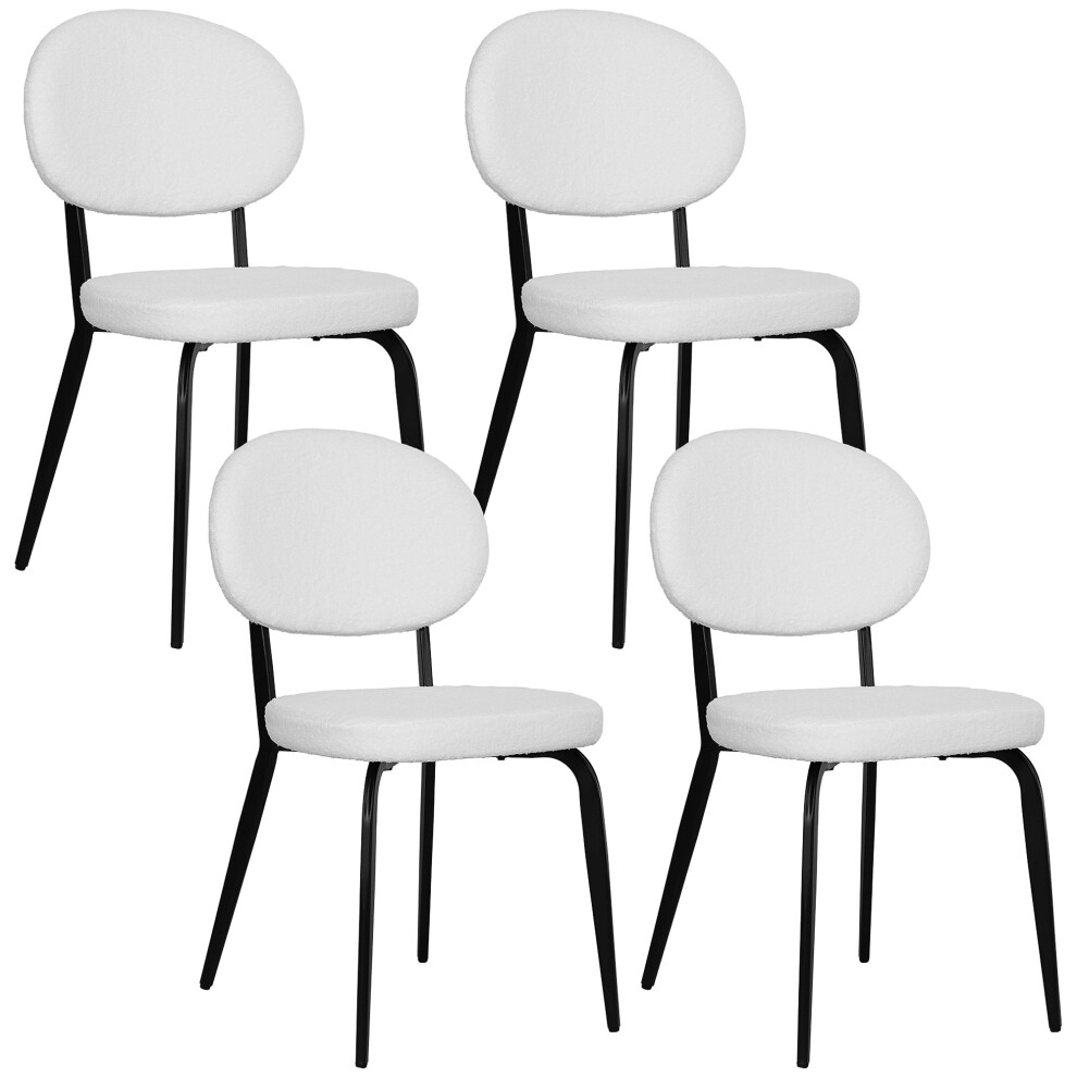 Four White Boucle Dining Chairs â Comfortable Upholstered Set with Modern Style Perfect for Kitchen & Dining Area-image-OPC-PMFSH7C-NEW
