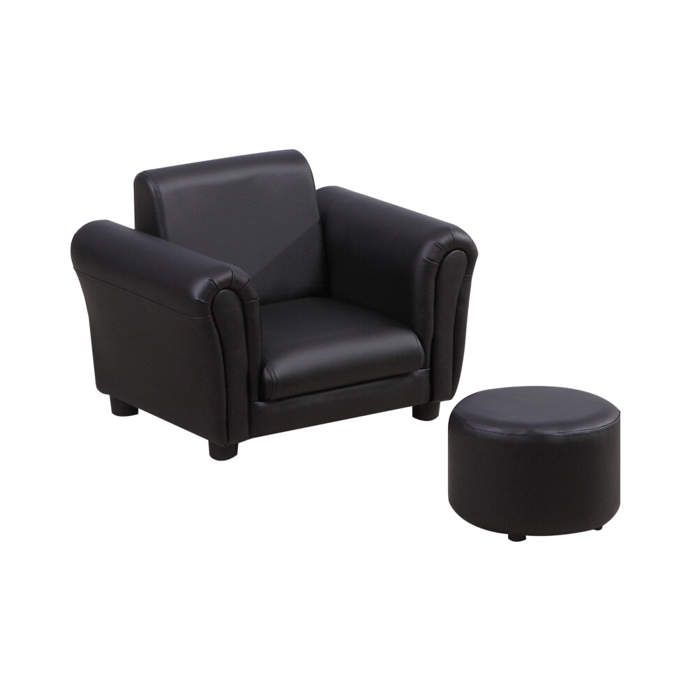 Kids Sofa Set HOMCOM Toddler Chair with Stool Black Compact 54x42x41cm Cozy Single Seater for Kids Room-image-OPC-PMFSHVN-NEW