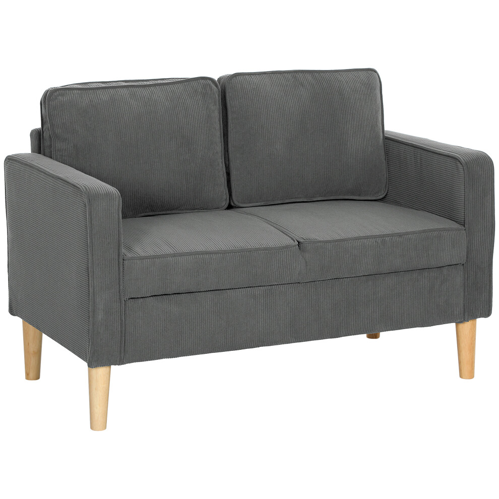 Corduroy Small Two-Seater Sofa Grey - Compact Modern Living Room Couch with Soft Fabric and Comfortable Seating-image-OPC-PMFSJNF-NEW