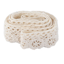 (Beige) Cotton Lace Ribbon 20 Yards Beige DIY Clothing Decor