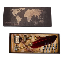 (Crimson) Retro Calligraphy Pen with Replaceable Nibs White