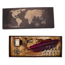 (Rose Red) Retro Calligraphy Pen with Replaceable Nibs White