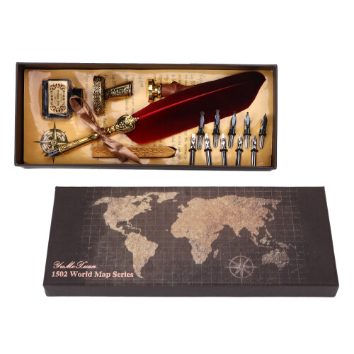 (Crimson) Retro Calligraphy Pen with Replaceable Nibs White 2