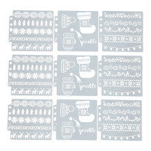 9Pcs Hollow Painting Templates PET Christmas Reusable Stencils
