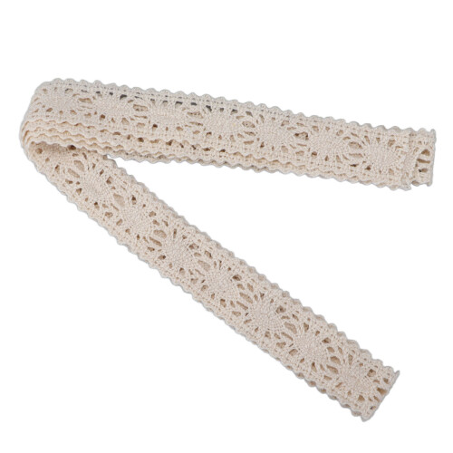 (Beige) Retro Lace Cotton Thread DIY Hand Sewing Material White 1