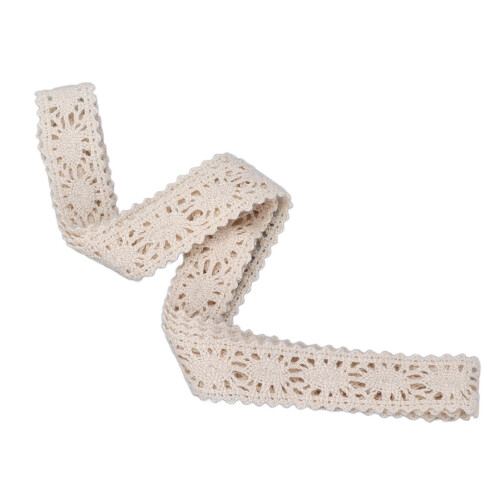(Beige) Retro Lace Cotton Thread DIY Hand Sewing Material White 2