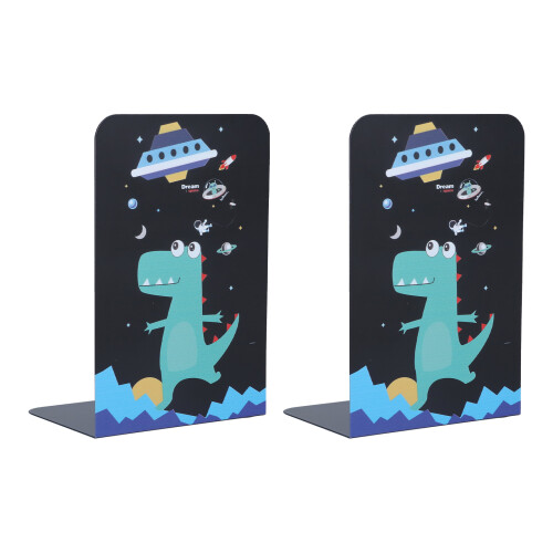 (Printing 1) 2 Pcs Bookends Creative Large Capacity Desktop Bookshelf Stand Blue 2