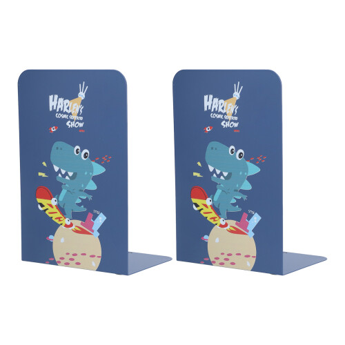 (Blue) 2 Pcs Bookends Creative Large Capacity Desktop Bookshelf Stand Blue 1