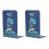 (Color) 2 Pcs Bookends Creative Large Capacity Desktop Bookshelf Stand Blue 2