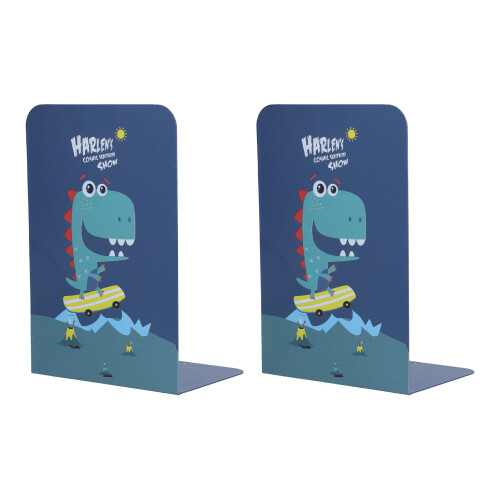(Color) 2 Pcs Bookends Creative Large Capacity Desktop Bookshelf Stand Blue 1