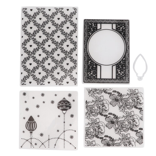 4Pcs Embossing Folders Plastic Templates for DIY Scrapbooks Cards 1
