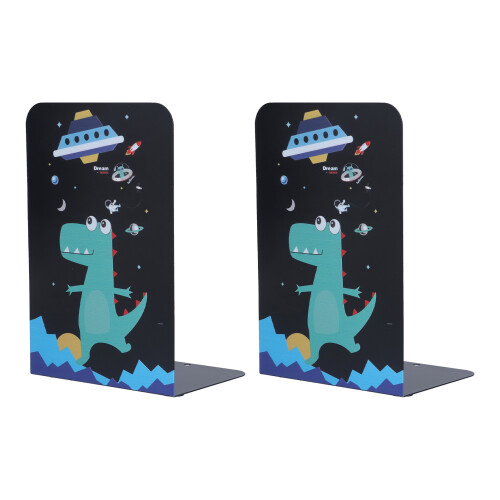 (Printing 1) 2 Pcs Bookends Creative Large Capacity Desktop Bookshelf Stand Blue 1