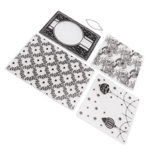 4Pcs Embossing Folders Plastic Templates for DIY Scrapbooks Cards 2