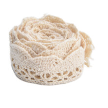 (Beige) Cotton Net Lace Ribbon 2cm Width 20 Yards Black
