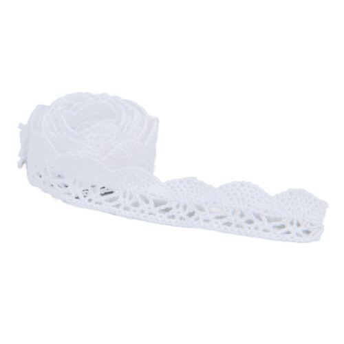 (White) Cotton Net Lace Ribbon 2cm Width 20 Yards Black 2