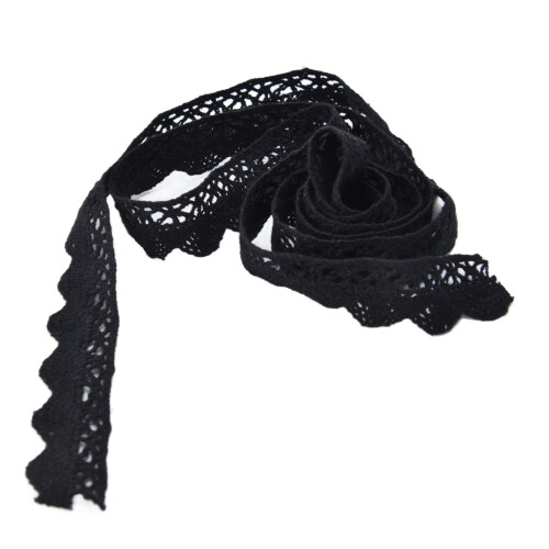(Black) Cotton Net Lace Ribbon 2cm Width 20 Yards Black 1