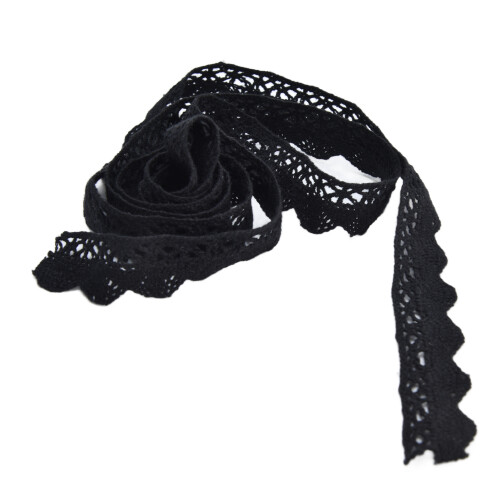 (Black) Cotton Net Lace Ribbon 2cm Width 20 Yards Black 2