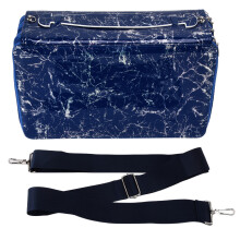 (Blue) Handheld Pencil Case 300 Holes Large Capacity Multilayer Black