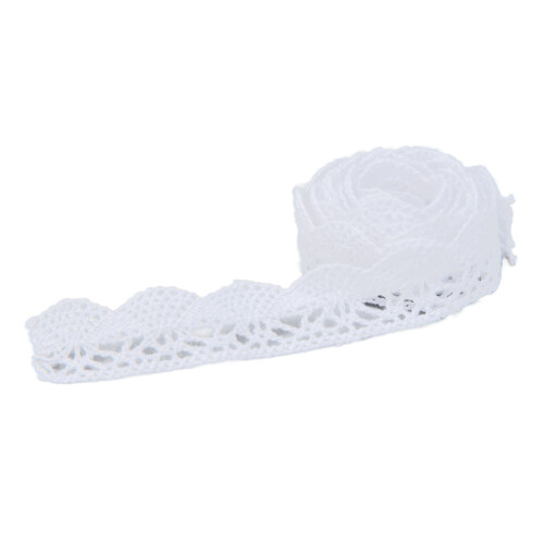 (White) Cotton Net Lace Ribbon 2cm Width 20 Yards Black 1