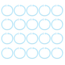 (Blue) 20pcs Transparent Plastic Rings Loose Leaf Binder for School Office
