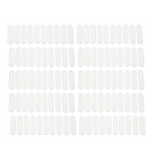 (White) 100pcs Crochet Labels 4.5x1.2cm 2 Holes PU Leather Tag White