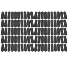 (Black) 100pcs Crochet Labels 4.5x1.2cm 2 Holes PU Leather Tag White