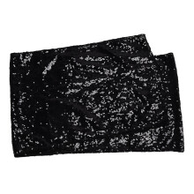 (Black) Tablecloth 2 Colors Sequin Seamless Opaque for Parties Black
