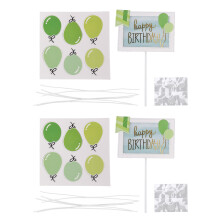 (Green) 2 Pcs Happy Birthday Cake Topper with Balloon Green
