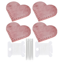 (Pink) 2 Set Heart Fabric Corner Bookmarks DIY Leather Mint Green