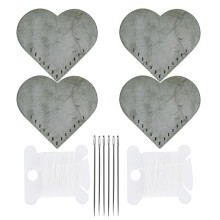 (Mint Green) 2 Set Heart Fabric Corner Bookmarks DIY Leather Mint Green