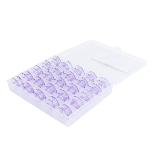 25pcs Sewing Machine Bobbins Plastic Purple with Storage Box 1