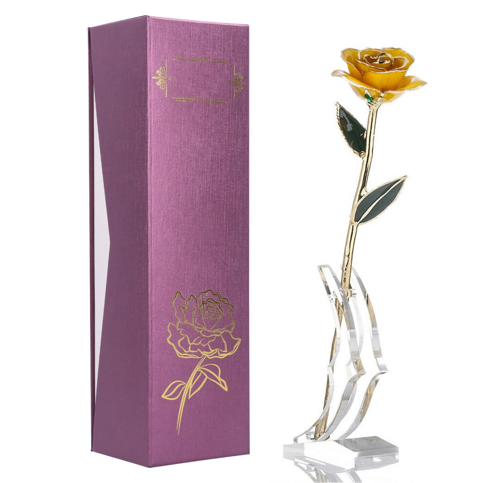 24K Gold-Plated Yellow Rose with Base Gift-image-OPC-PMFSPK7-NEW
