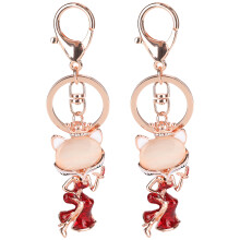 (Red) 2pcs Animal Pattern Alloy Keychain Bag Decoration Kids Gift Blue