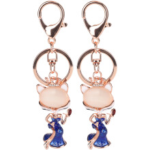 (Blue) 2pcs Animal Pattern Alloy Keychain Bag Decoration Kids Gift Blue