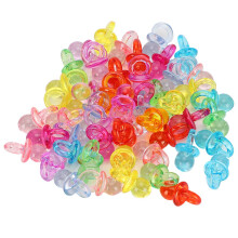(Transparent Color Mixing) 100Pcs Acrylic Pacifier Baby Party Decoration Soothing Mini Toys