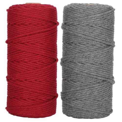 2Pcs 100m Cotton Yarn Knitting Macrame DIY Craft