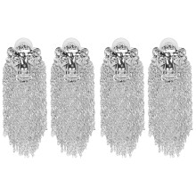 (Silver) 2 Pairs Dangle Drop Earrings Alloy Metal Chain Tassel Jewelry(Silver)