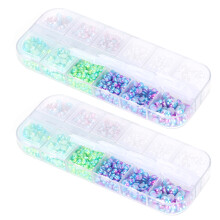 2 Boxes Semi-Circular Flat Back Diamond DIY Pearl for Shoes Hats